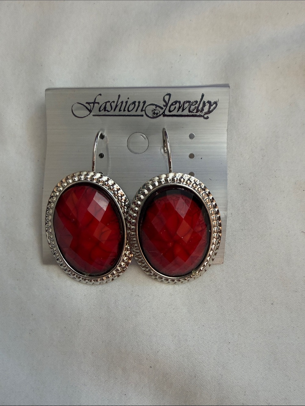 Fashion Jewelry Red Oval Drop Earrings